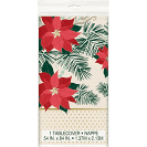 RED/GOLD POINSETTIA PLASTIC TABLECOVER