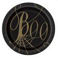 Black & Gold Spider Web Round 7" Dessert Plates 8ct