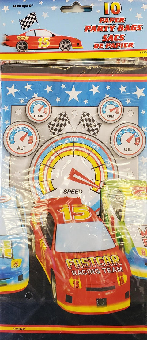 VICTORY LANE PAPER PARTY BAGS 10CT
