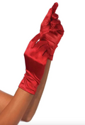 Red Satin Wrist Length Costume Gloves (One-Size)