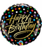 18" Birthday Gold Script/Dots Balloon #334