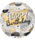 18" Happy Birthday Black and Gold Clearz Balloon pkg.