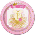 Pink & Gold 1st Birthday Birthday 9" Plates 8ct