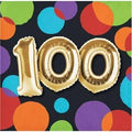 Balloon Birthday 100th Beverage Napkins 16ct