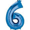 34" Blue Number 6 Balloon