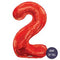34" Red Number 2 Balloon