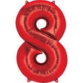 34" Red Number 8 Balloon