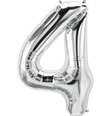 34" Silver Number 4 Balloon
