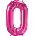 34" Hot Pink Number 0 Balloon