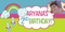 Pink Blue and Green Rainbow Birthday Custom Banner