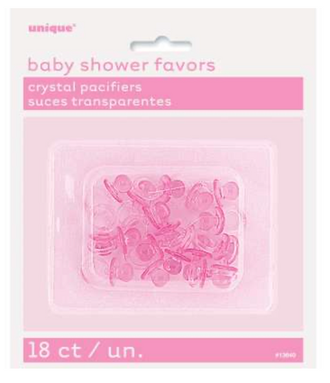 18 PACIFIER 100 PINK CRYSTAL FAVORS