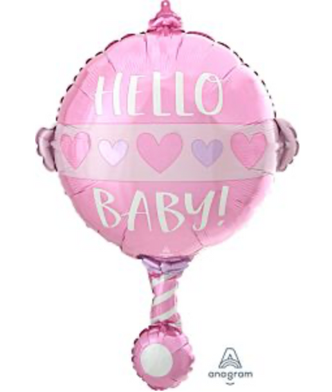 24" Baby Girl Rattle Balloon Shape #285