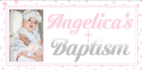 Pink and Silver Baptism Custom Banner
