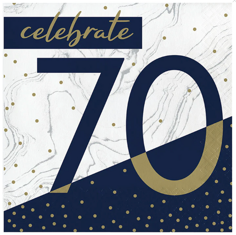 Navy & Gold Milestone 70th Lunch Napkins 16ct.