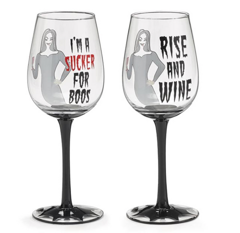 SUCKER FOR BOOS/RISE AND WINE WINE GLASS