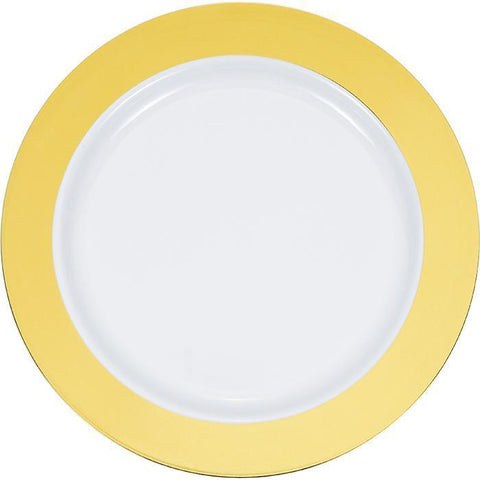 7.5" WHITE PLATES W/ SOLID GOLD HOT STAMP - 10CT