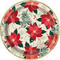 RED/GOLD POINSETTIA 9IN PAPER PLATES 8CT