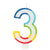 Rainbow Border Number 3 Birthday Candle