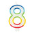 Rainbow Border Number 8 Birthday Candle