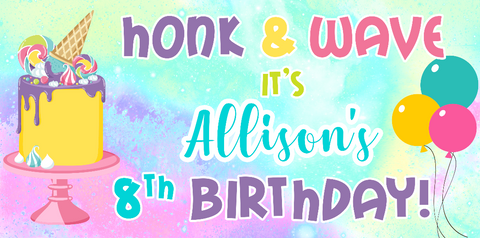 Sweet Cake and Balloons Birthday Custom Banner