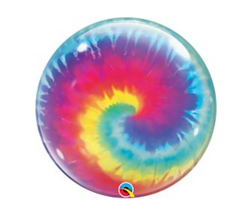 22" Tie Dye Swirls Bubble Balloon PKG.
