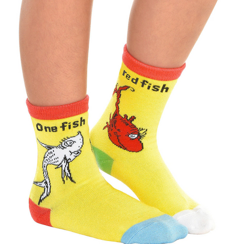 Dr. Seuss 1 Fish/Blue Fish Ankle Socks