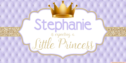 Purple and Gold Little Princess Baby Custom Banner