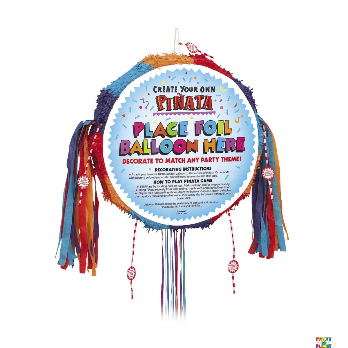 Blank Drum Pull Pop Out Pinata Primary Colors - Image 1