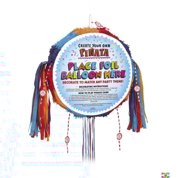 Blank Drum Pull Pop Out Pinata Primary Colors