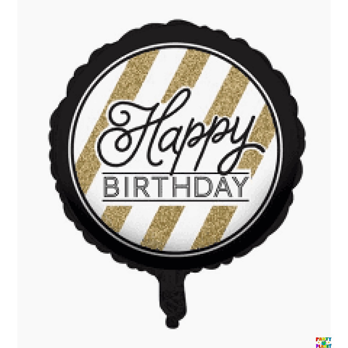 18" Black & Gold Happy Birthday Balloon - Image 1