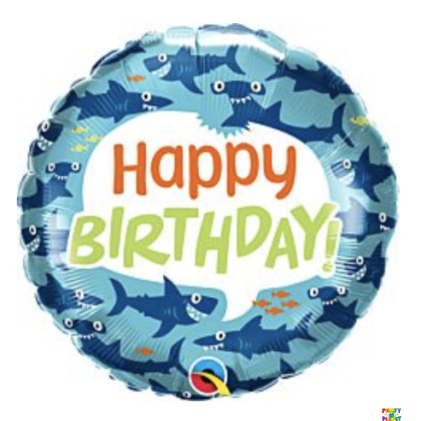 18" Birthday Fun Sharks Balloon #301