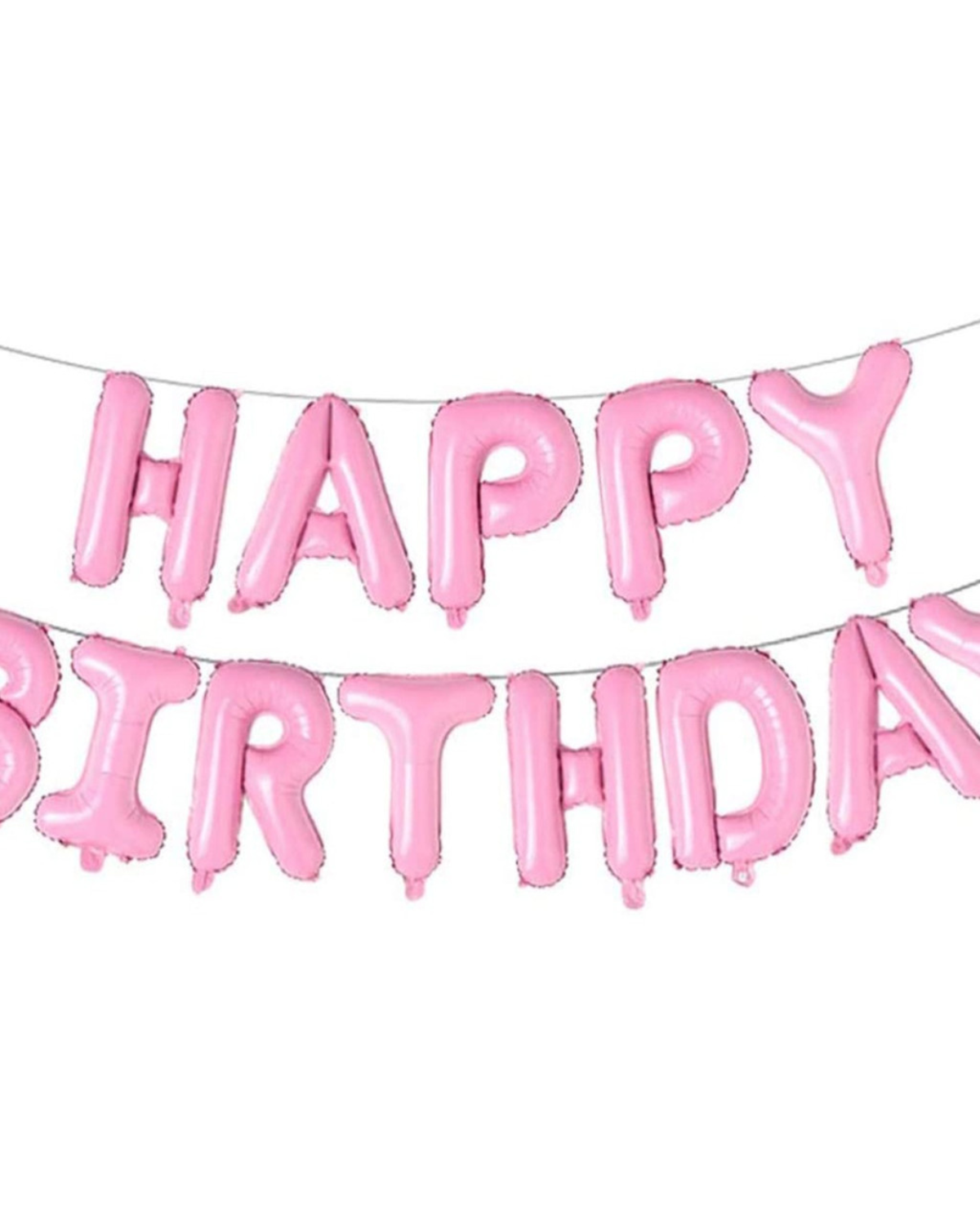 14" Pastel Pink Happy Birthday Letter Balloon Banner