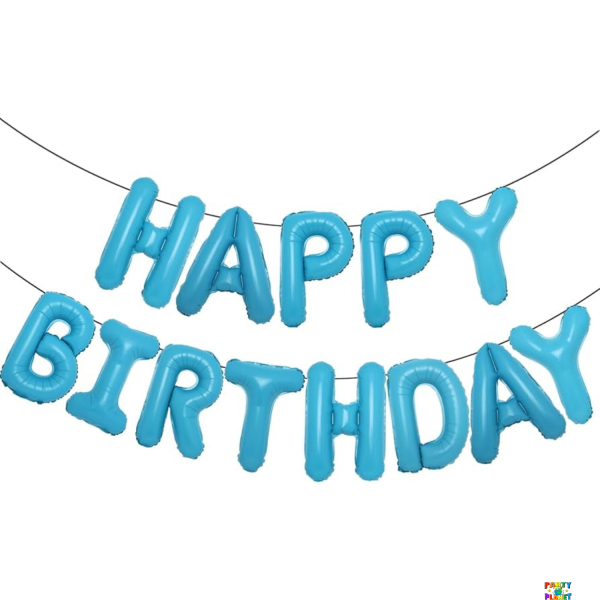 14" Pastel Blue Happy Birthday Letter Balloon Banner