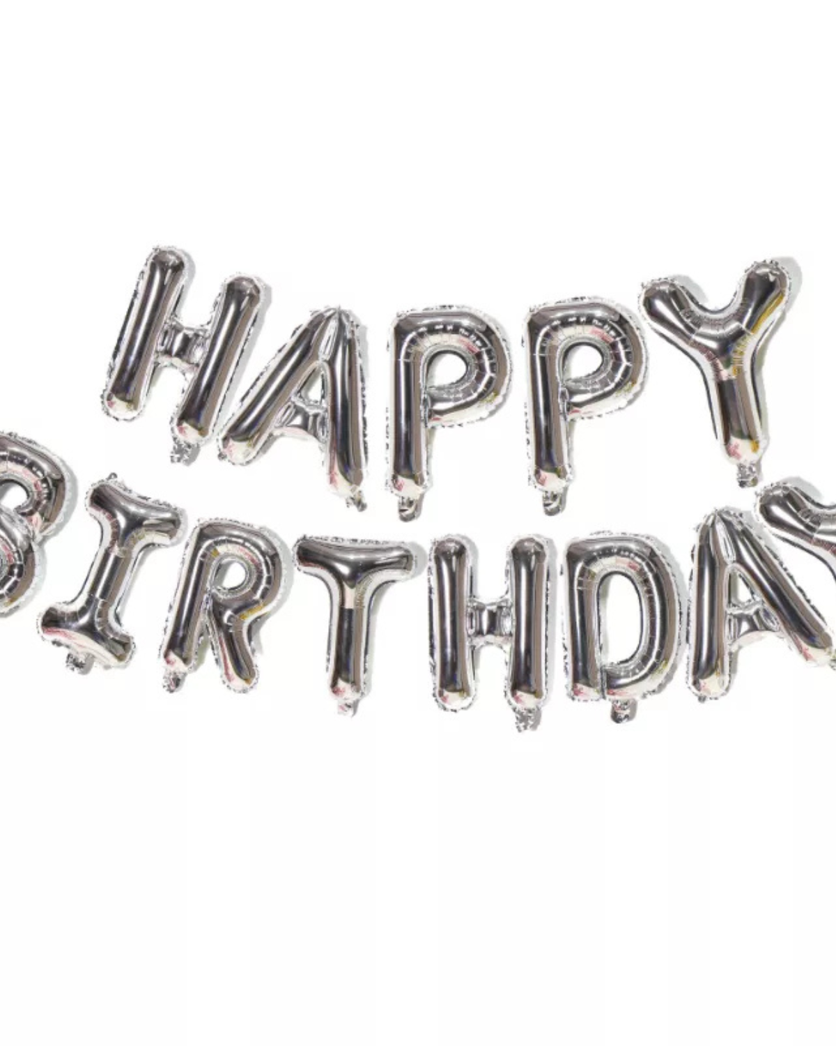 14" Silver Happy Birthday Letter Balloon Banner