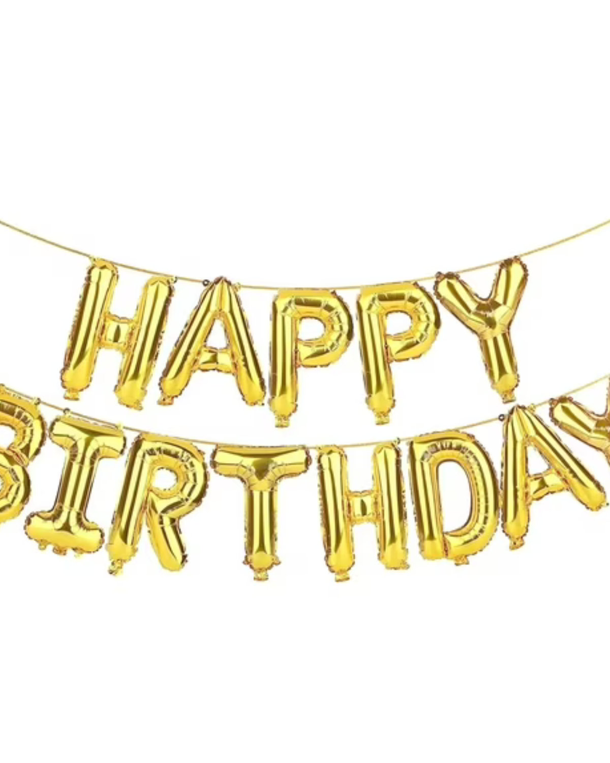 14" Gold Happy Birthday Letter Balloon Banner