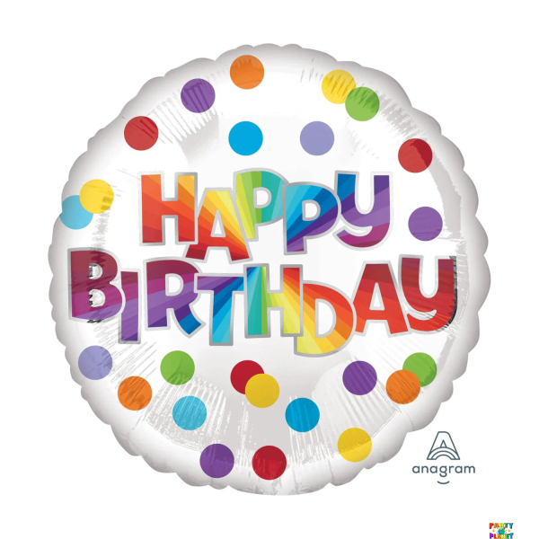 18" Hbd Colorful Dots Balloon #106