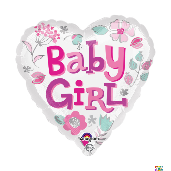 17" Baby Girl Heart Balloon