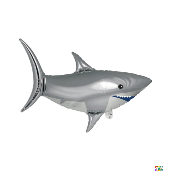 37" SHARK PARTY METALLIC SHAPED BALLOON PACKAGE
