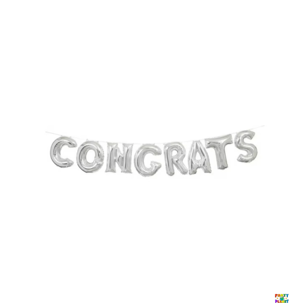 14" Silver Congrats Air Filled Balloons