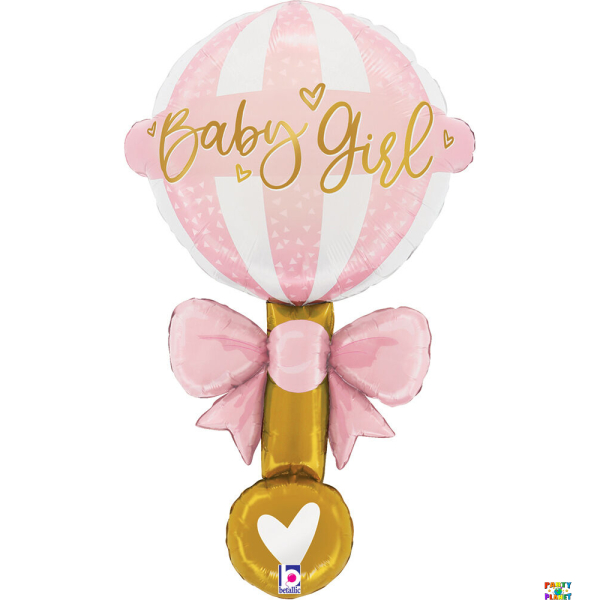 35" Satin Baby Girl Rattle Balloon