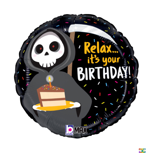 18" Grim Reaper Birthday Balloon Packaged