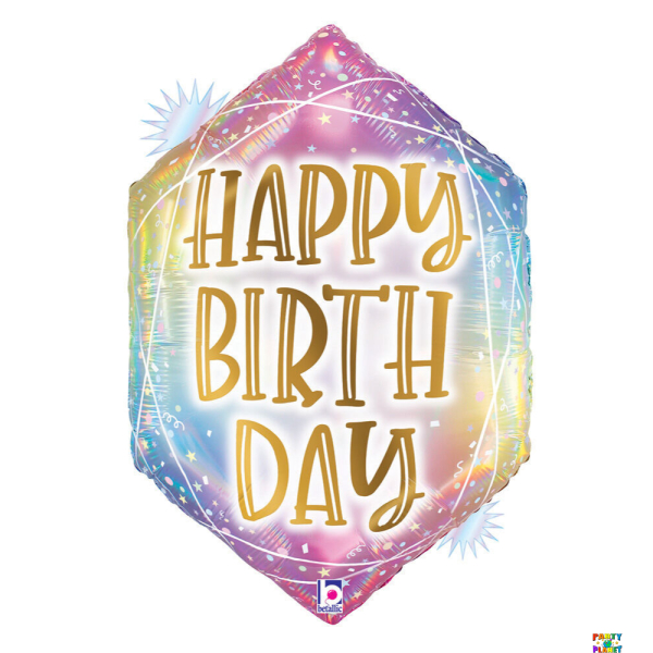 30" Opal Pastel Geo Birthday Balloon