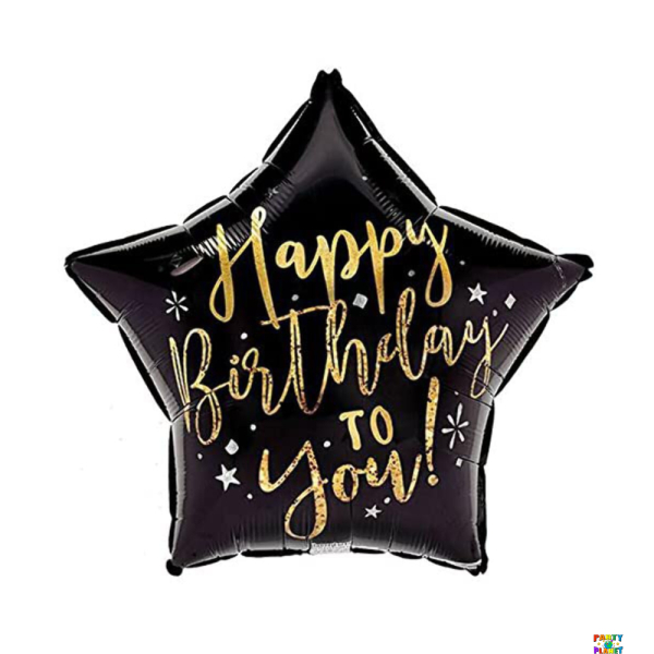 17" Hbd Black Star Balloon