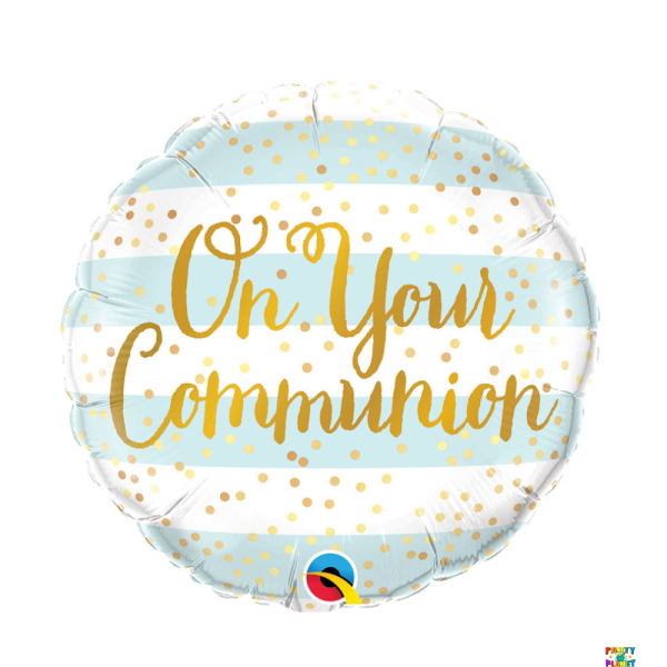18" Communion Blue Stripes Balloon PKG