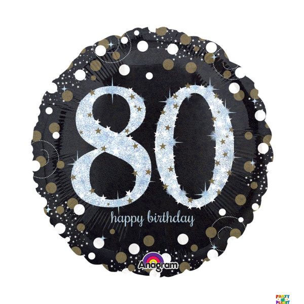 18" Sparkling Birthday 80 Holographic Balloon