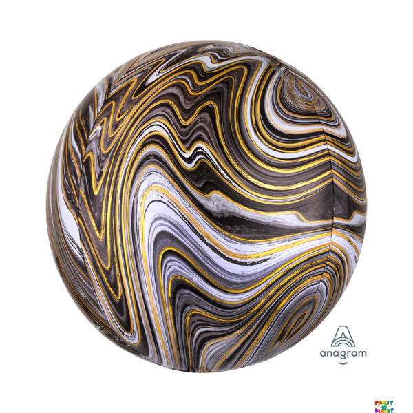 16" Black Marble Orbz Balloon