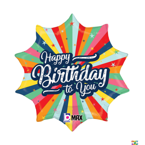 18" Birthday Bursting Colors Balloon