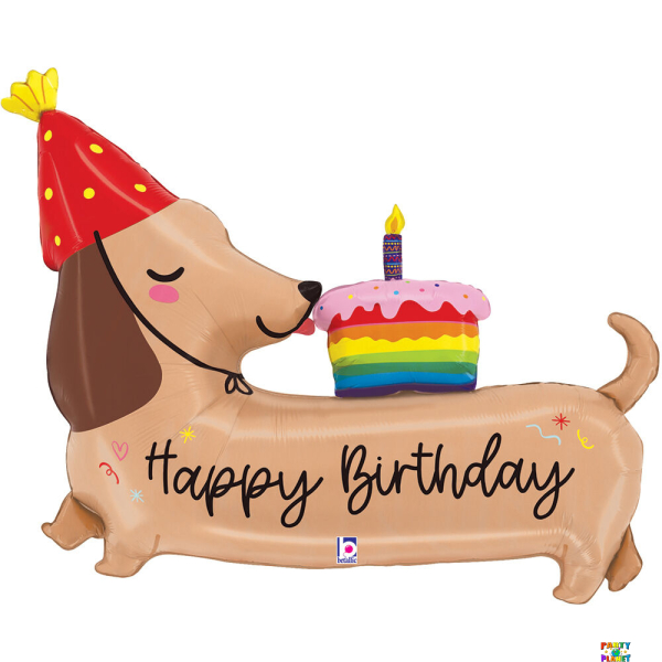 43" PKG HAPPY BIRTHDAY DACHSHUND SHAPE BALLOON