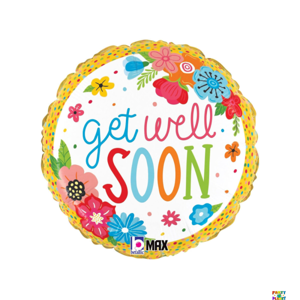18" Brite Floral Get Well Balloon Pkg.