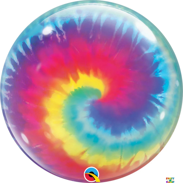 22" Tie Dye Swirls Bubble Balloon PKG.